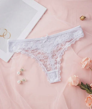 3-Pack Dames Strings van Kant en Mesh - Sexy Transparant Ondergoed