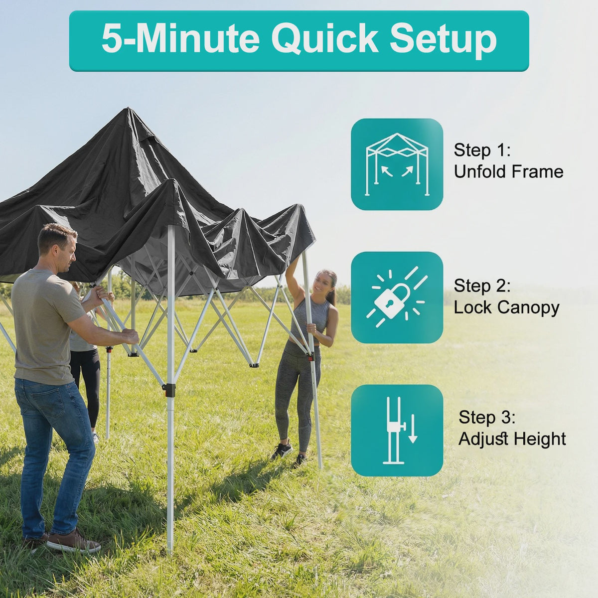 3x3m Pop-Up Gazebo Partytent - Waterdicht, UV-beschermend & Draagbaar