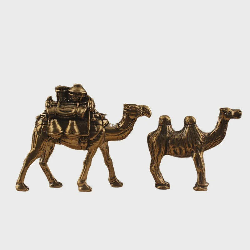 Set van 2 Bronzen Kamelen Ornamenten - Reis Souvenir & Desktop Decoratie