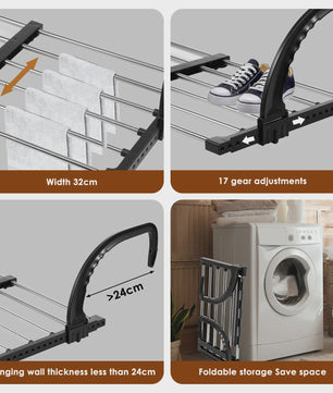 Uitschuifbaar RVS Droogrek - Opvouwbaar, voor Radiator, Balkon & Raam - Draagbaar