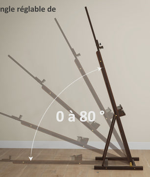 Vinsetto Houten Schildersezel - Verstelbare Hoogte 171-230cm, Kantelbaar tot 80°, Met Opbergvak