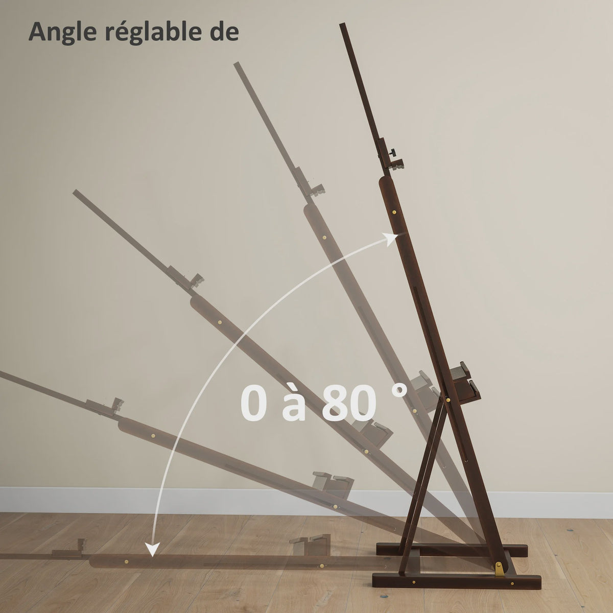 Vinsetto Houten Schildersezel - Verstelbare Hoogte 171-230cm, Kantelbaar tot 80°, Met Opbergvak
