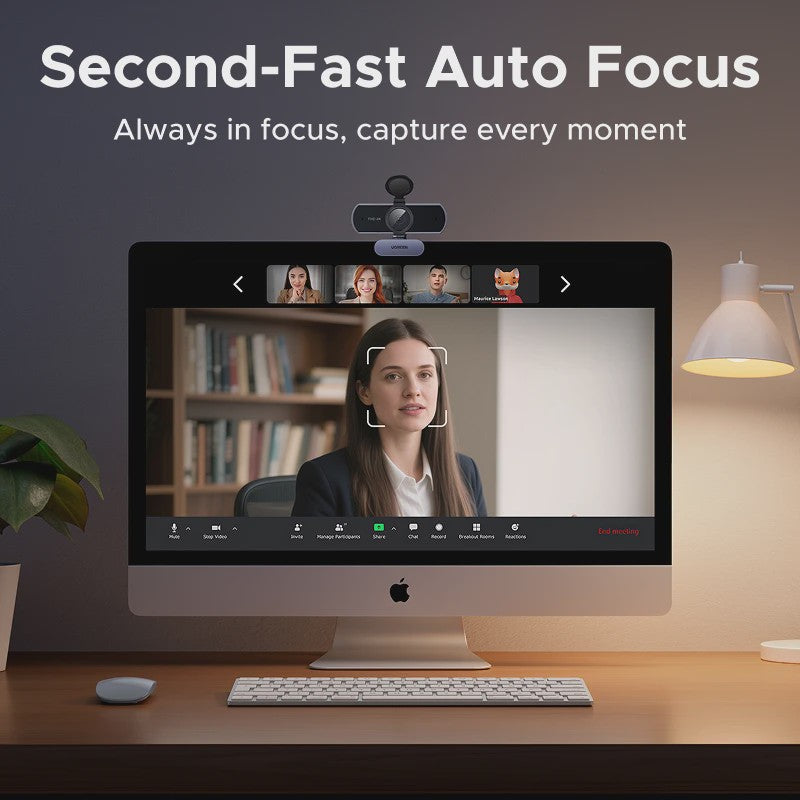 4K Webcam met Autofocus, AI Noise Cancelling Microfoons & Privacy Cover
