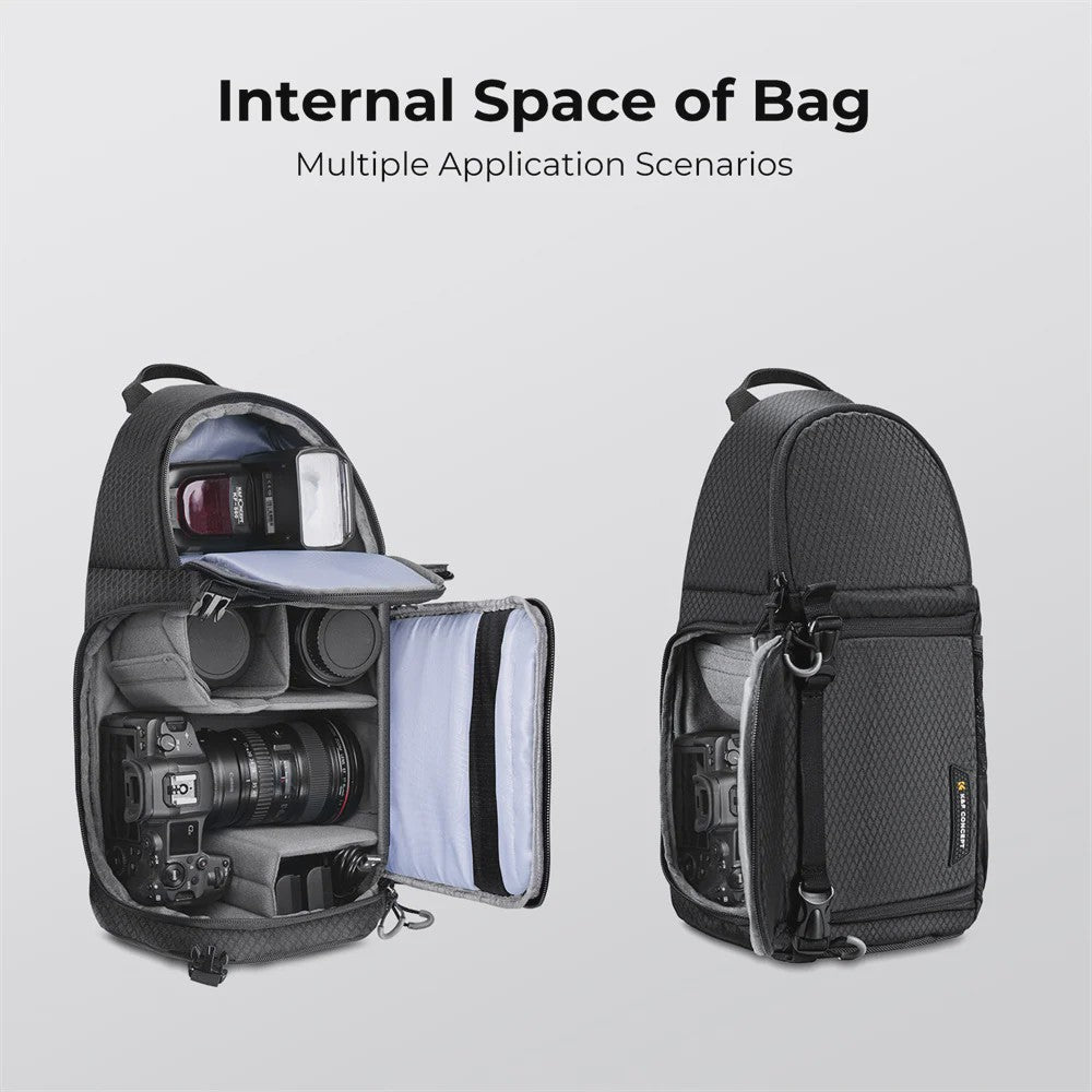 K&F CONCEPT 10L Waterdichte Camera Sling Backpack - Fotografie Rugzak voor DSLR/Mirrorless