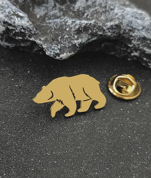 Gouden Beren Broche van Roestvrij Staal - Stijlvolle Borstdecoratie