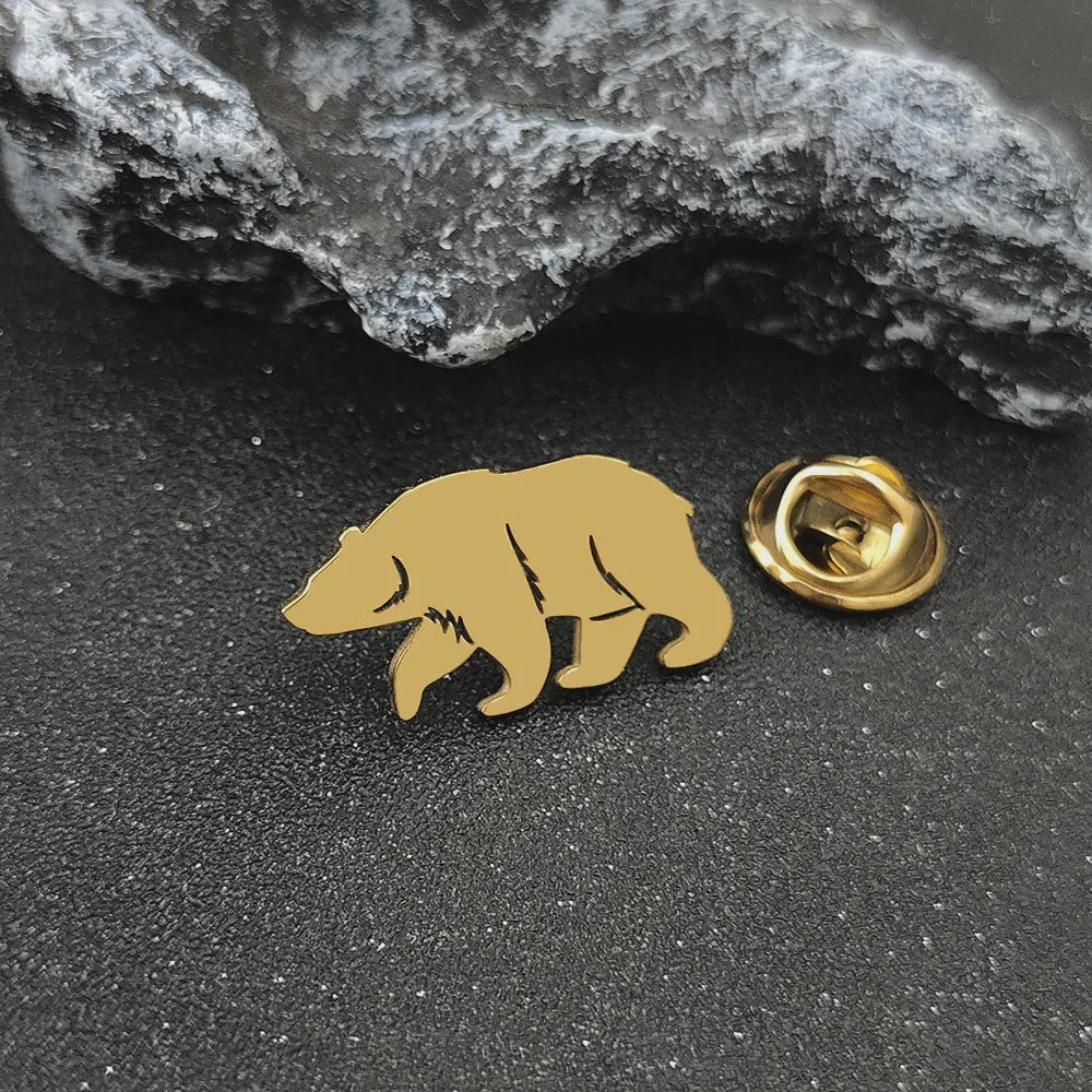 Gouden Beren Broche van Roestvrij Staal - Stijlvolle Borstdecoratie