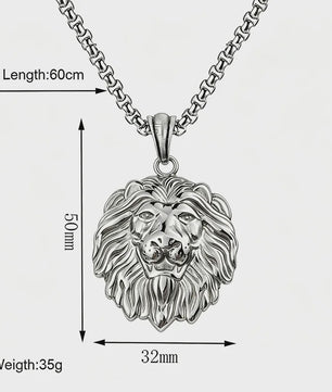 Gouden Leeuwenkop Ketting voor Mannen - Roestvrij Staal Statement Hanger