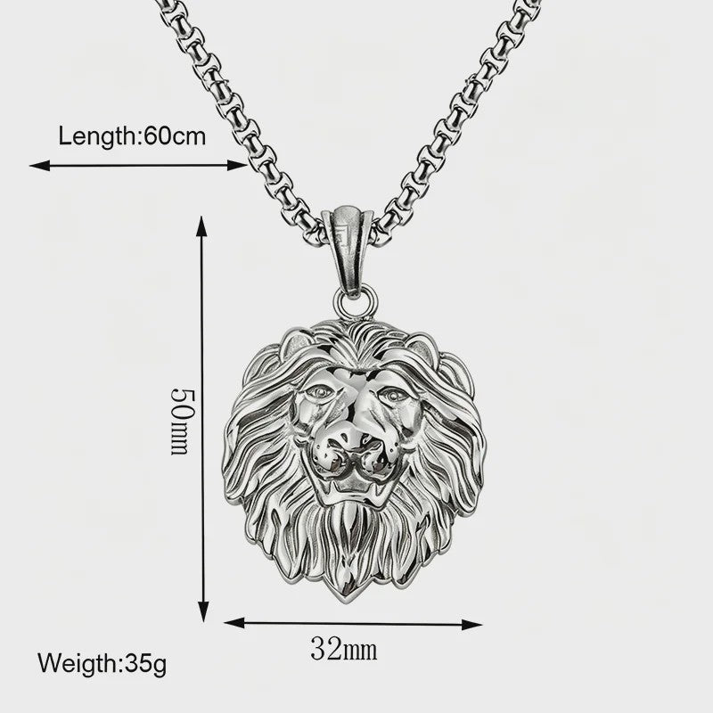 Gouden Leeuwenkop Ketting voor Mannen - Roestvrij Staal Statement Hanger
