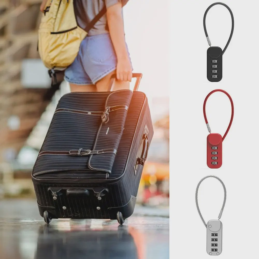 4-Cijferig Zinklegering Combinatieslot met Staalkabel - Anti-diefstal Hangslot voor Rugzak, Bagage & Reizen