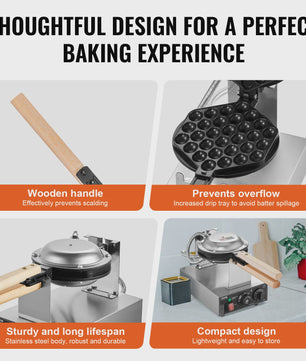 Professionele Bubble Wafelmaker 1400W - Anti-aanbak, RVS, 180° Draaibaar