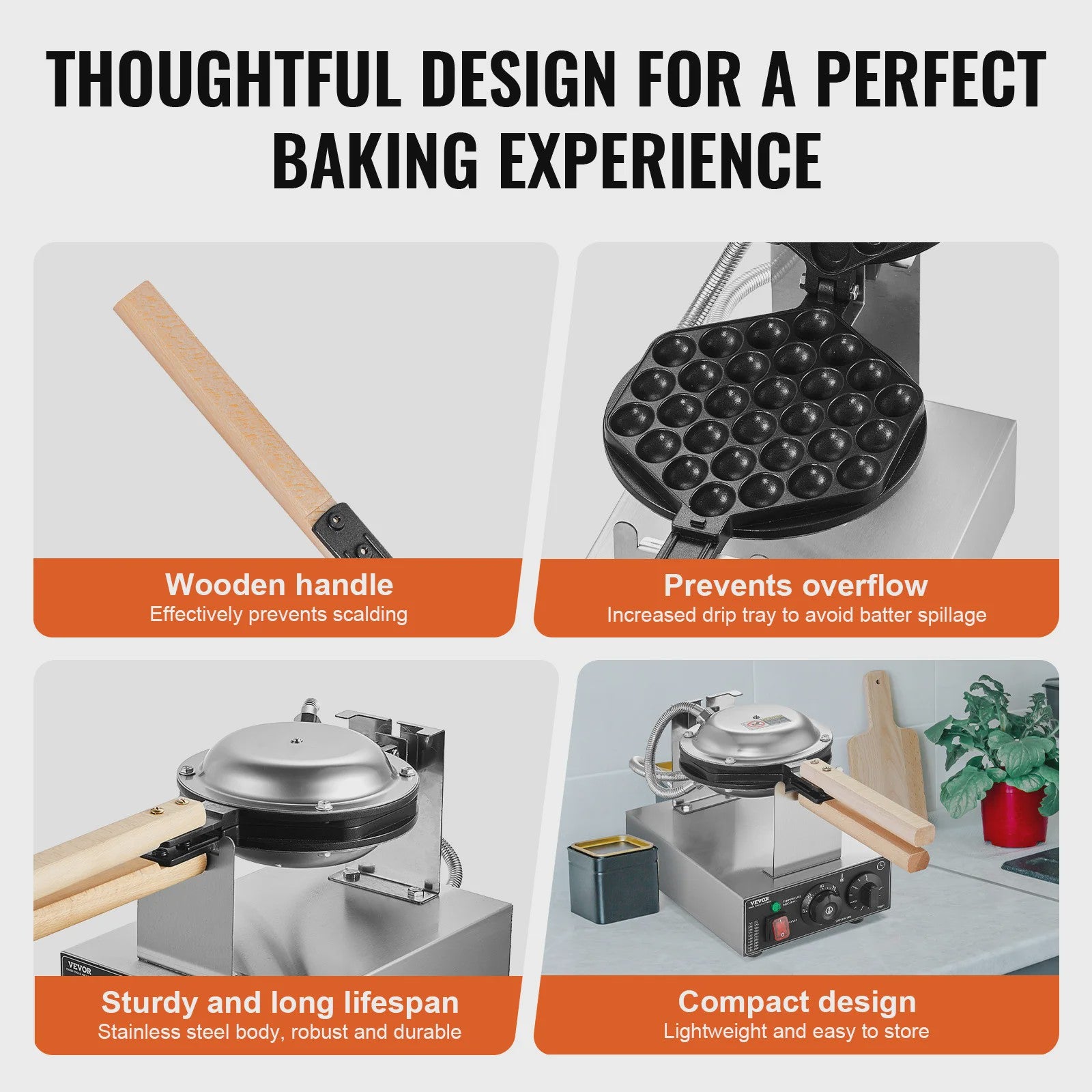 Professionele Bubble Wafelmaker 1400W - Anti-aanbak, RVS, 180° Draaibaar