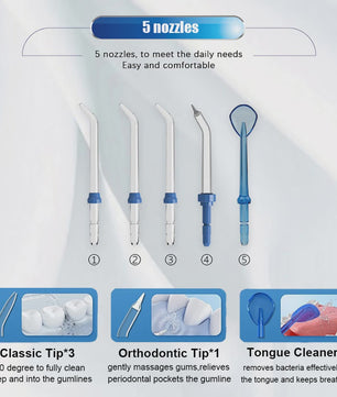 Elektrische Monddouche Waterflosser - 800ml Reservoir, 5 Opzetstukken, 10 Drukstanden