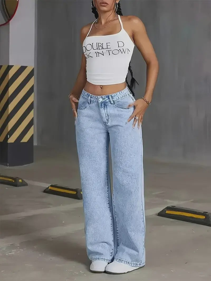 Dames Wijde Pijpen Jeans - Baggy Streetwear Broek voor Casual Stijl