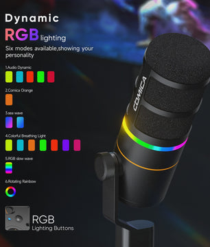 COMICA D10/D10 PRO Dynamische Microfoon: RGB, USB/XLR, Draadloos/Bedraad voor Streaming & Gaming