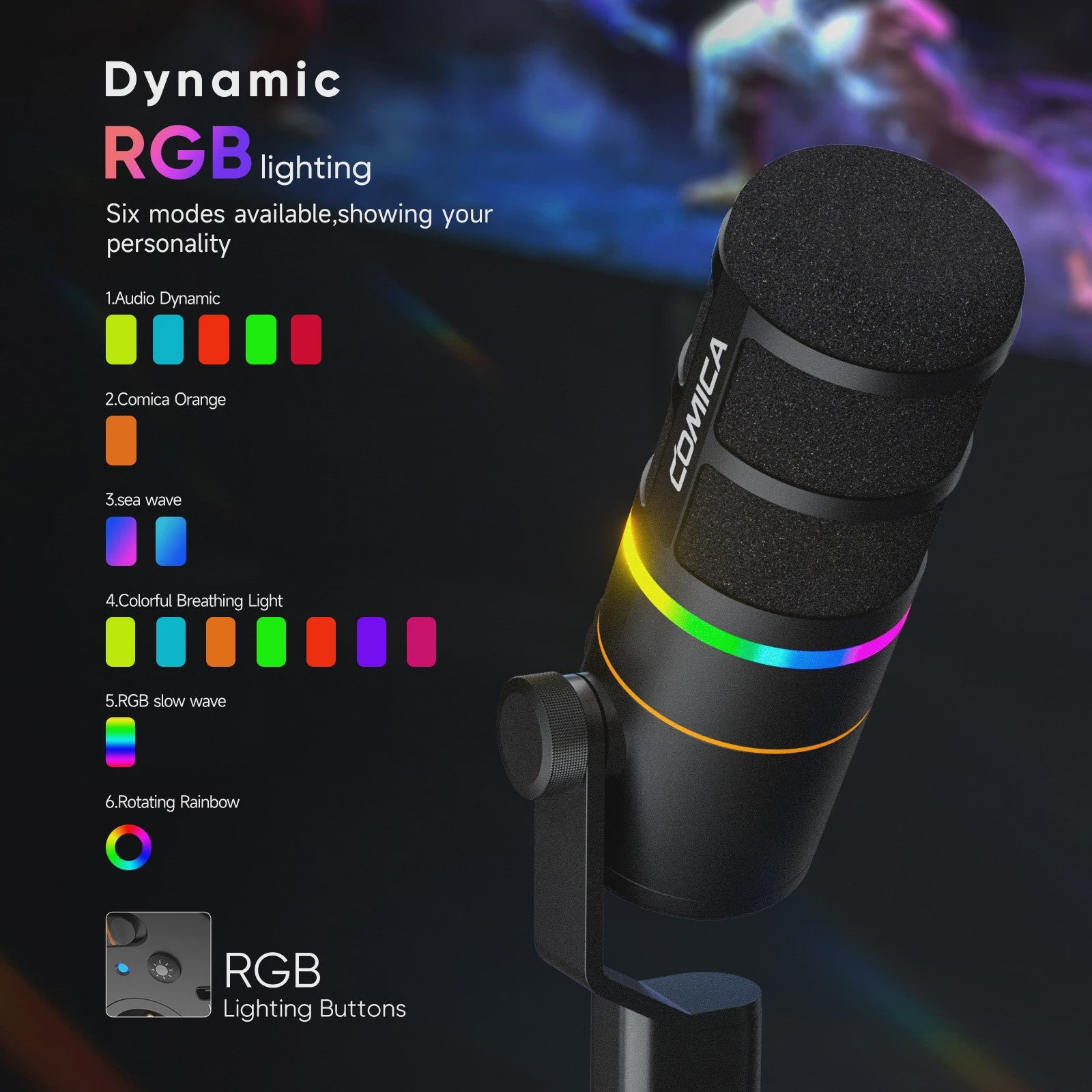 COMICA D10/D10 PRO Dynamische Microfoon: RGB, USB/XLR, Draadloos/Bedraad voor Streaming & Gaming