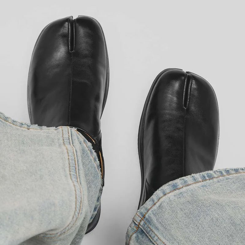 Luxe Leren Heren Tabi Slippers - Retro Split-Toe Design