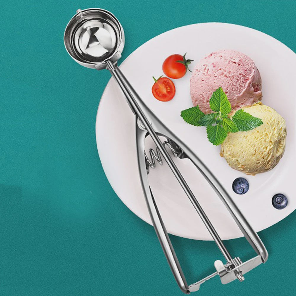 RVS IJsschep met Uitwerper - Perfect voor Scheppen van IJs, Koekjesdeeg en Fruit