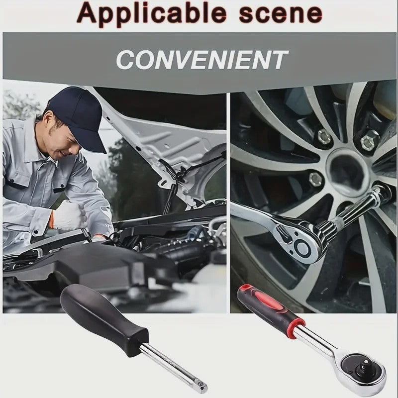 46-delige 1/4 inch doppenset met ratel en bits – Complete gereedschapskit voor motor en auto
