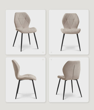 Set van 2, 4 of 6 Moderne Eetkamerstoelen - Comfortabel Gestoffeerd met Stalen Poten