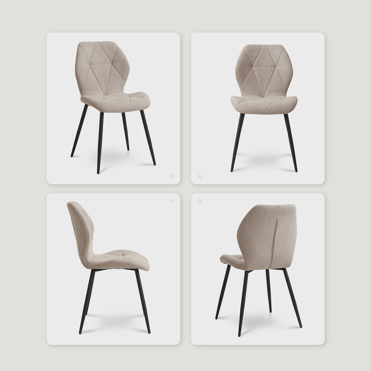 Set van 2, 4 of 6 Moderne Eetkamerstoelen - Comfortabel Gestoffeerd met Stalen Poten