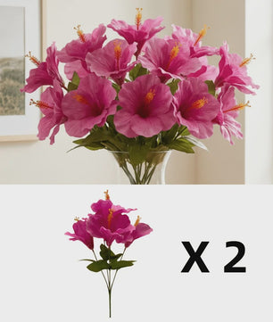 Set van 2 Boeketten Kunst Hibiscus Bloemen - Zomerse Decoratie