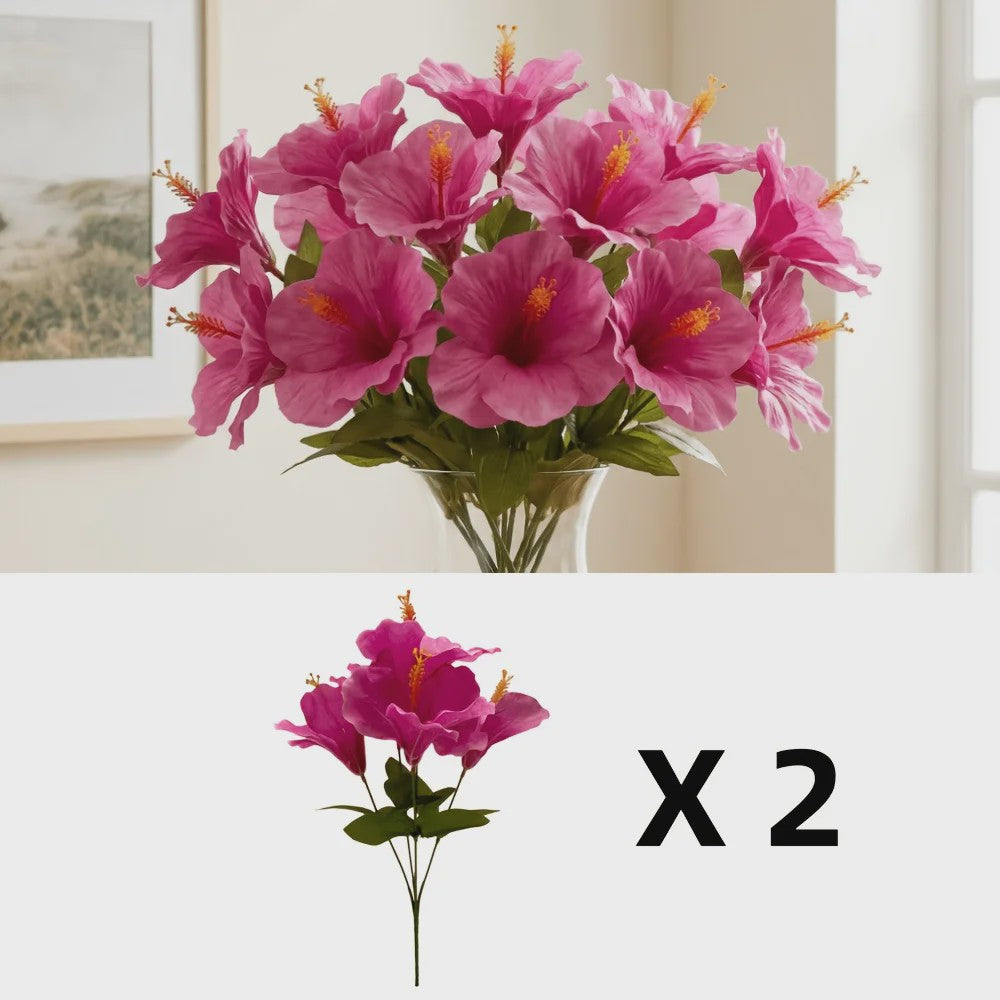 Set van 2 Boeketten Kunst Hibiscus Bloemen - Zomerse Decoratie