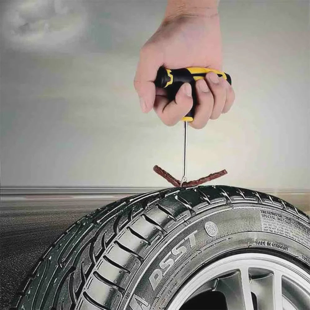 Professionele Bandenreparatieset voor Auto & Fiets - Tubeless Bandenplak Kit met Rubberstrips