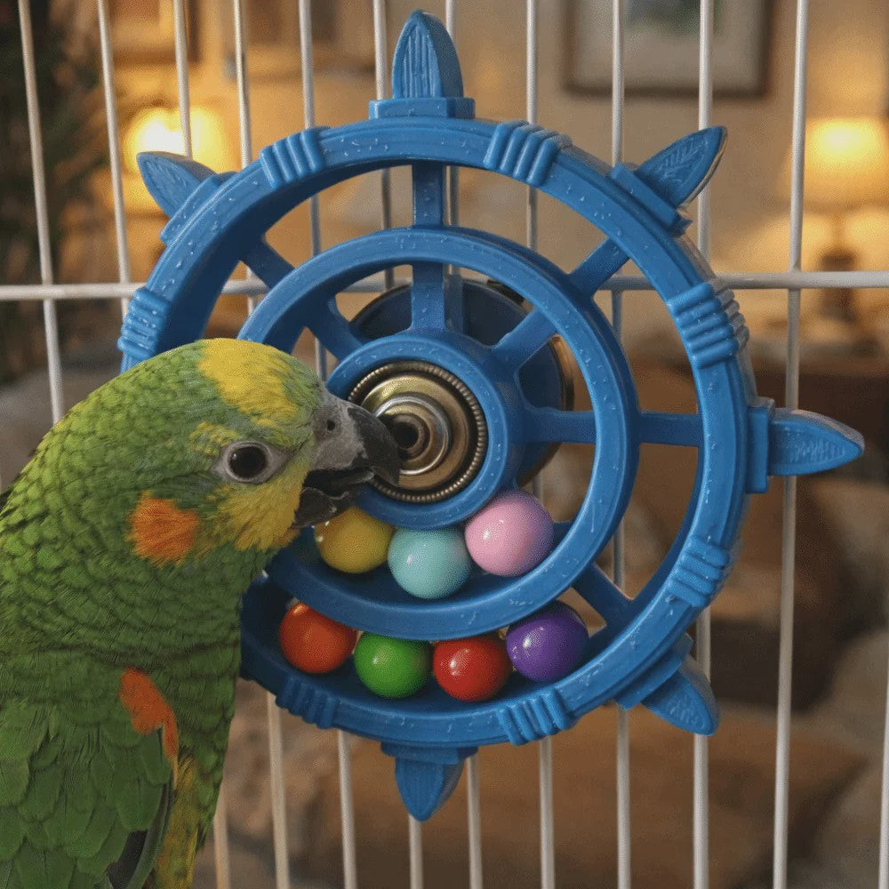 Roei/Stuurwiel Vogel Speelgoed Spinner met Kleurrijke Kralen - Plezier & Beweging voor Papegaaien