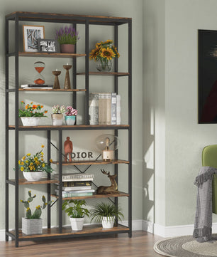 Industriële Boekenkast 79 Inch - 9 Lagen, 10 Vakken Open Opbergrek