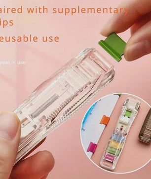 Set van 2 Nietloze Nietmachines met 100 Herbruikbare Paperclips - Papierklemmen