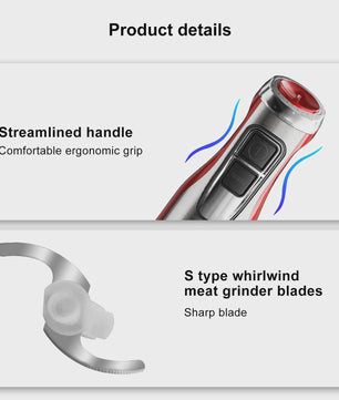 BioloMix Red 1200W 4-in-1 Hand Blender: Krachtige Staafmixer met Hakker & Smoothiebeker voor Babyvoeding en IJs