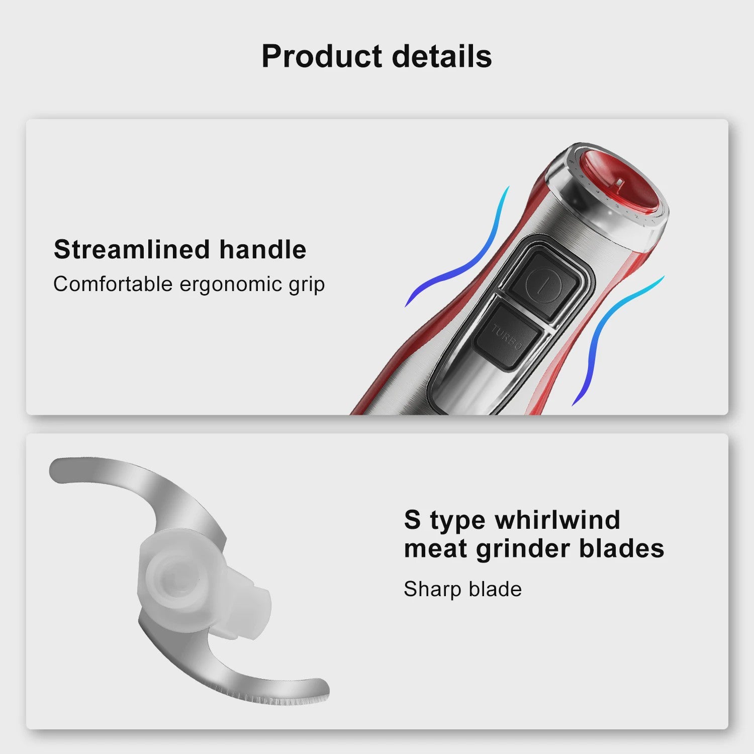 BioloMix Red 1200W 4-in-1 Hand Blender: Krachtige Staafmixer met Hakker & Smoothiebeker voor Babyvoeding en IJs
