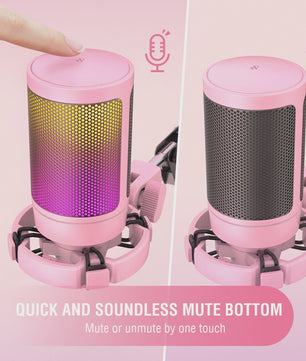 FIFINE A6V RGB USB Gaming Microfoon voor PC & Streaming - Plug & Play Condenser Mic met Pop Filter en Gain Control