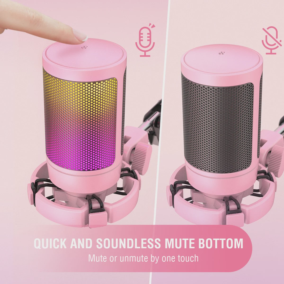 FIFINE A6V RGB USB Gaming Microfoon voor PC & Streaming - Plug & Play Condenser Mic met Pop Filter en Gain Control