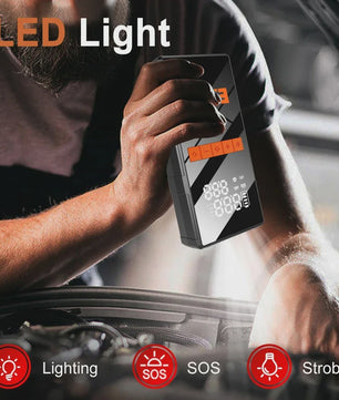 5000A Auto Startkabels Powerbank met 150PSI Bandenpomp - Noodstart & Opladen