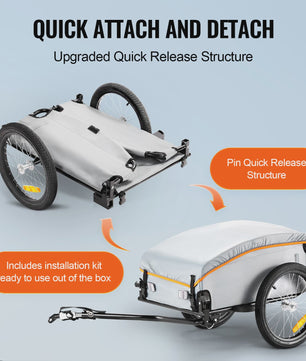 Opvouwbare Fietskar voor Cargo - 45kg Laadvermogen, Waterdicht, Reflectoren