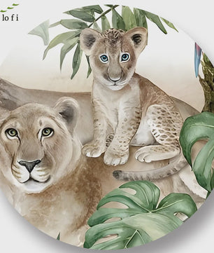 Milofi 3D Muurschildering Behang: Scandinavisch Bos met Jungle Dieren voor Kinderkamer
