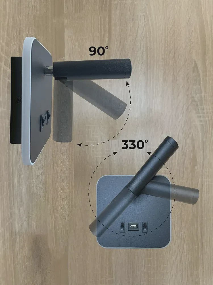 Draaibare LED Wandlamp Aluminium - 350° Rotatie, Dubbele CCT (3000K/6500K)