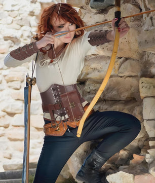 Middeleeuwse Renaissance Kostuum Set: Corset, Riem, Portemonnee & Accessoires