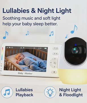 7-inch Babyfoon met Camera: Pan-Tilt-Zoom, Tweeweg Audio, Nachtzicht & Lullabies