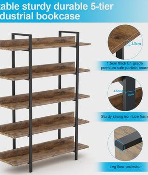 Industriële Boekenkast 5 Lagen - Stevig Staal & Hout Design