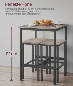 VASAGLE Bartafel Keukentafel Hoog 60x60x92 cm Industrieel Design