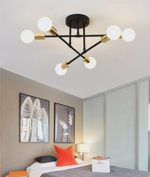 Nordic Stijl Plafondlamp Zwart/Goud - Minimalistische Hanglamp voor Slaapkamer & Woonkamer