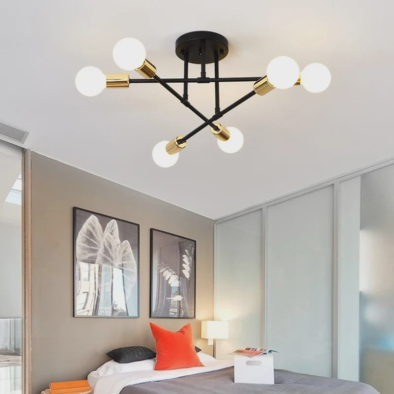 Nordic Stijl Plafondlamp Zwart/Goud - Minimalistische Hanglamp voor Slaapkamer & Woonkamer