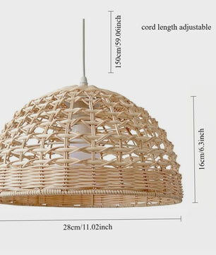 Handgemaakte Rotan Hanglamp 28cm - Sfeervolle Plafondlamp met LED