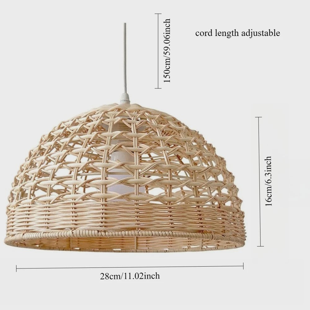 Handgemaakte Rotan Hanglamp 28cm - Sfeervolle Plafondlamp met LED