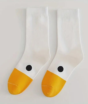 Grappige Gans Sokken Dames - Schattig Cartoon Design, Ademend & Comfortabel (1/6 paar)
