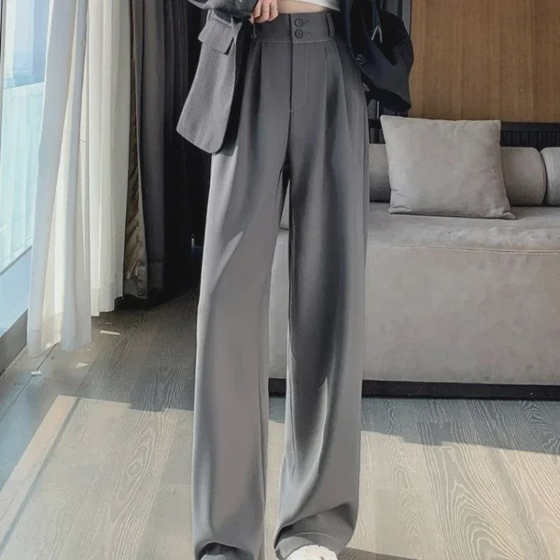 Elegante Wide Leg Pantalon Dames - Hoge Taille Zwart