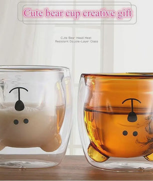 Dubbelwandige Glazen Mok met Schattige Dierenprint - Koffie & Theeglas