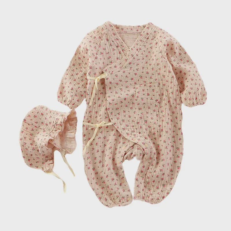 Mousseline Katoen Romper met Lange Mouwen voor Baby's (0-24M) - Unisex Jumpsuit voor Jongens & Meisjes
